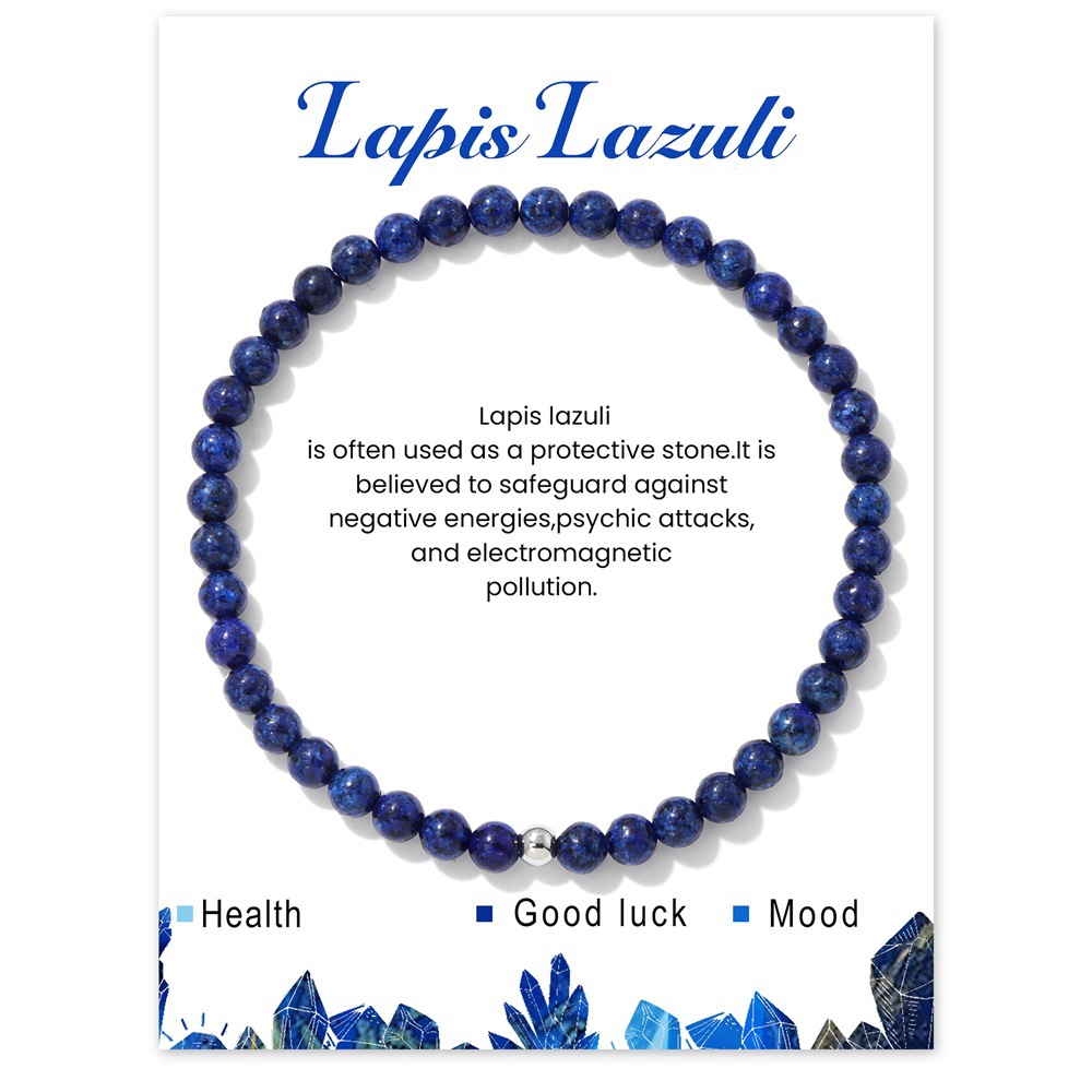 Cc1409-19cm lapis lazuli   card   stainless steel silver beads