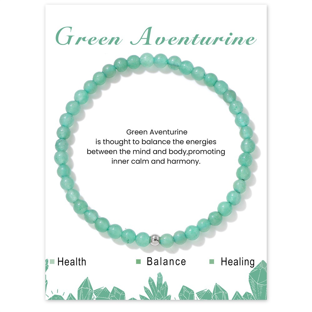 Cc1411-19cm green aventurine   card   stainless steel silver beads