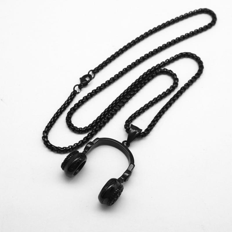 Black with 60cm black square Pearl Chain