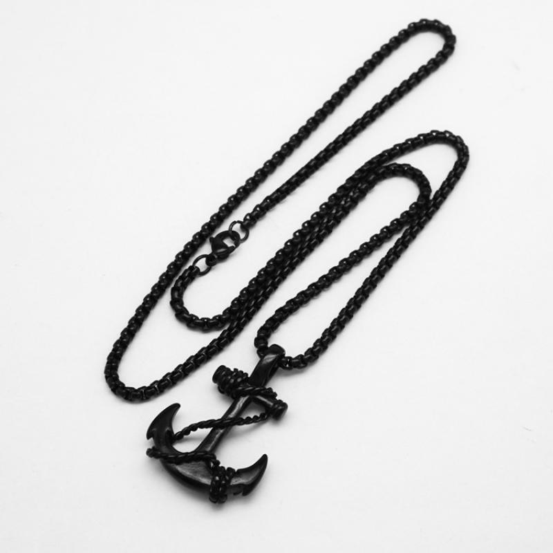 Black with 60cm square pearl chain