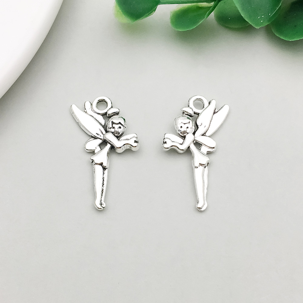 1 antique silver flower fairy angel 15*24mm-1.1g-9804