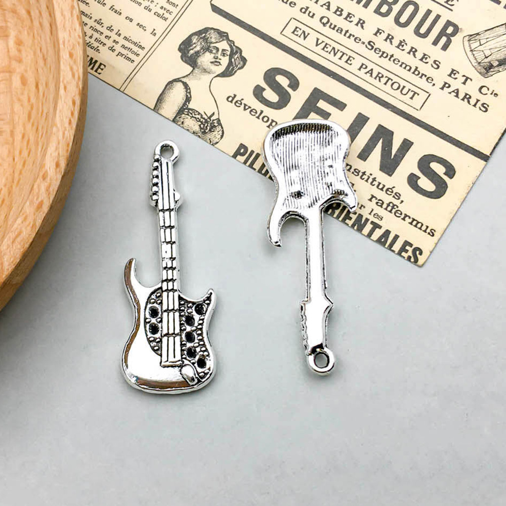 1 antique silver guitar 12*38mm-2.8g-4841