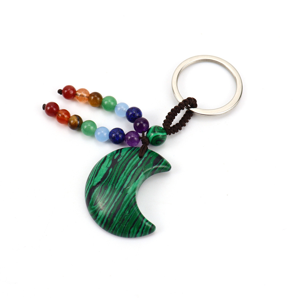 Brown rope malachite keychain