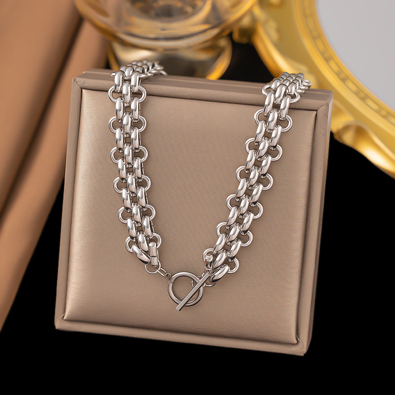 [XLH297] watch chain necklace steel color