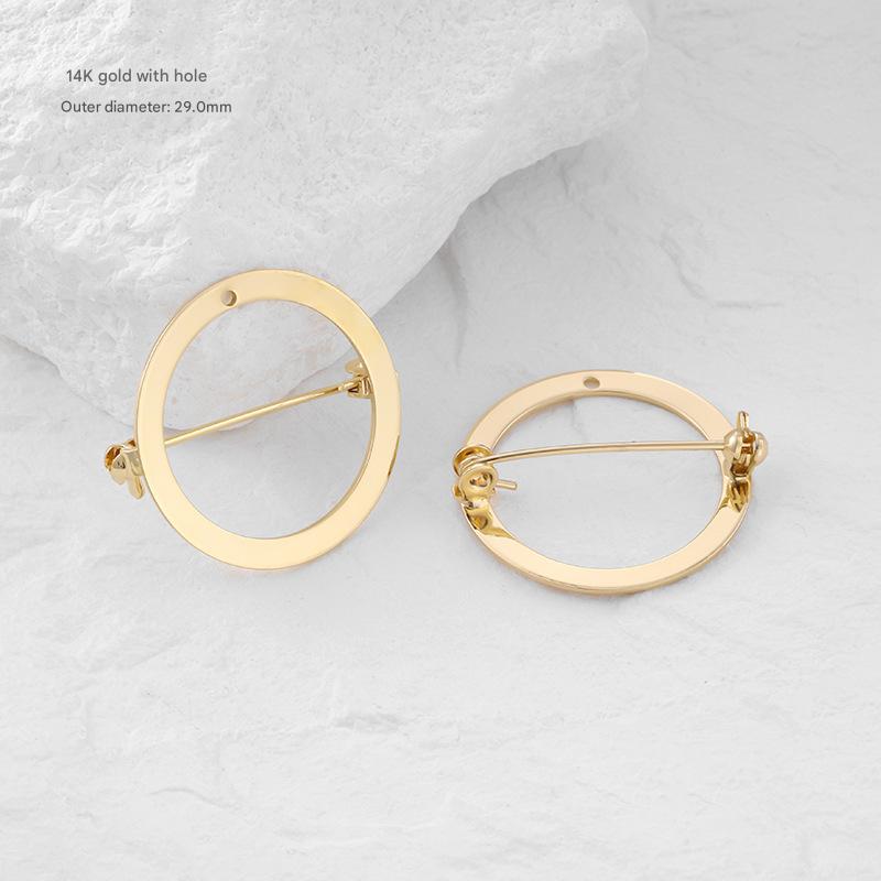 14k gold ring brooch (with holes)-29mm [1 piece]/free shipping for orders over 29