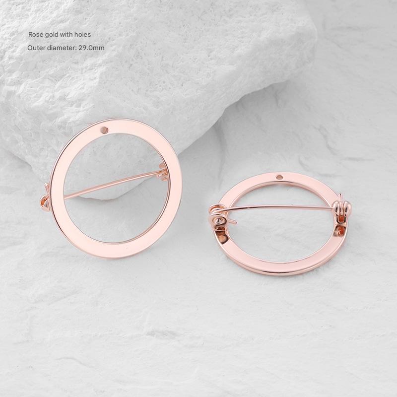 Rose gold ring brooch (with holes))-29mm [1 piece]/free shipping for orders over 29