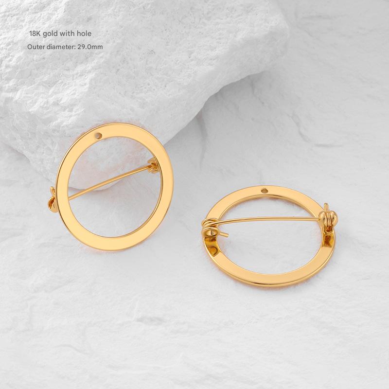 18k gold ring brooch (with holes))-29mm [1 piece]/free shipping for orders over 29