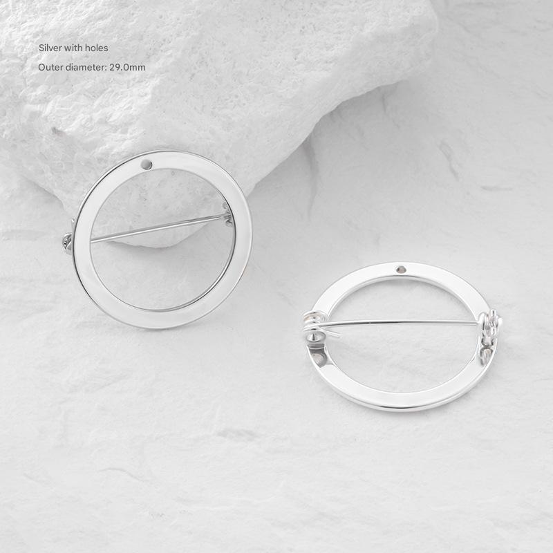 Silver white ring brooch (with holes))-29mm [1 piece]/free shipping for orders over 29