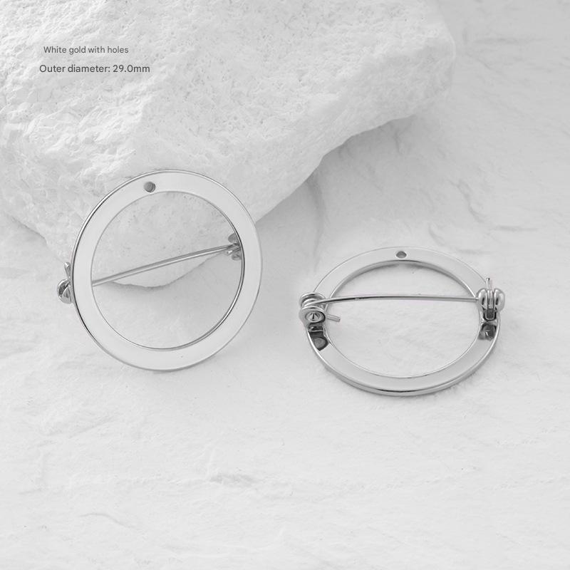 White gold ring brooch (with holes))-29mm [1 piece]/free shipping for orders over 29