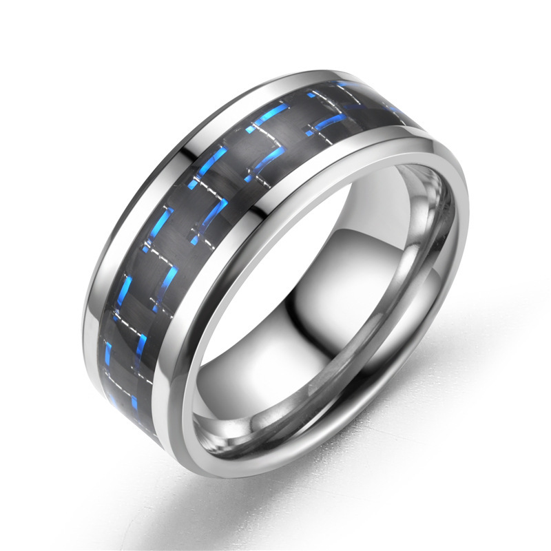 Blue titanium steel carbon fiber ring