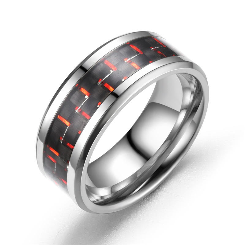 Red titanium steel carbon fiber ring