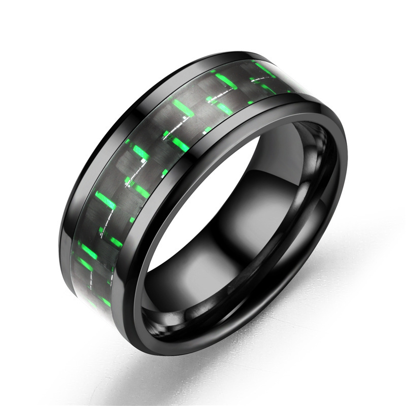 Green black gold carbon fiber ring