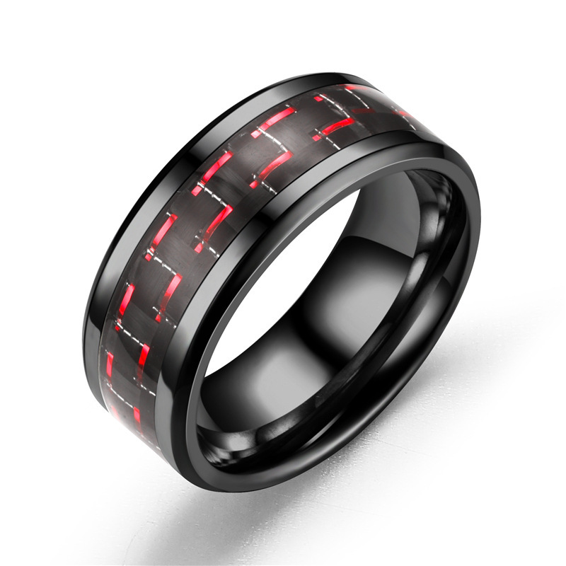 Red black gold carbon fiber ring