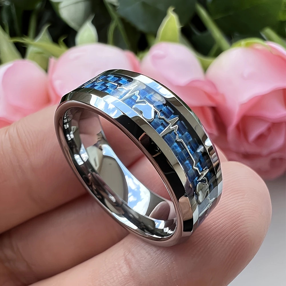 Silver blue background carbon fiber electrocardiogram
