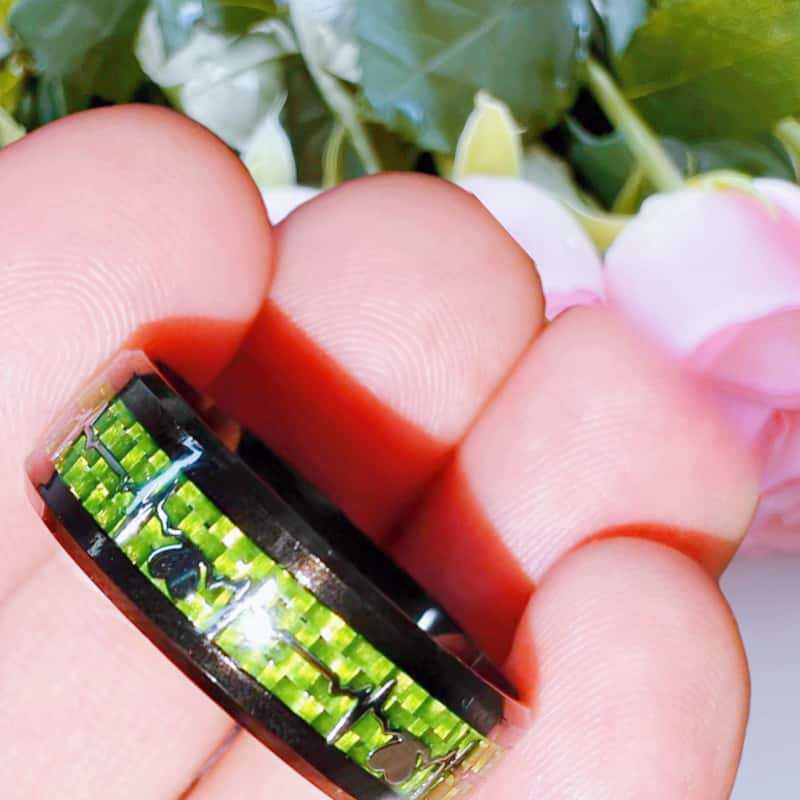 Black green background carbon fiber electrocardiogram
