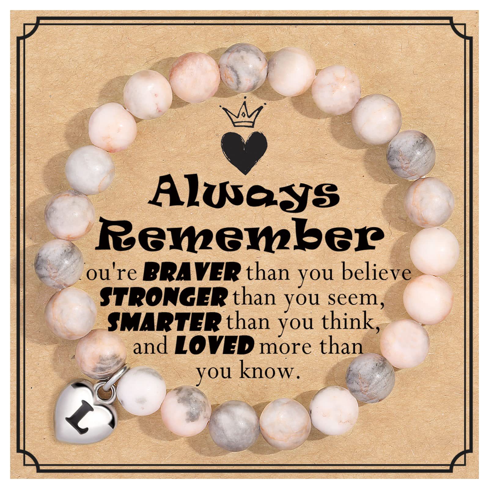 L Letter Always Remember Card Bracelet