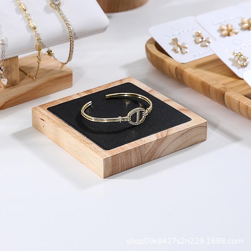 Black leather square bracelet holder
