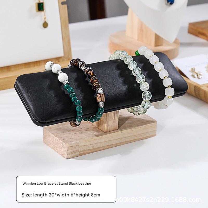 Black leather low bracelet stand
