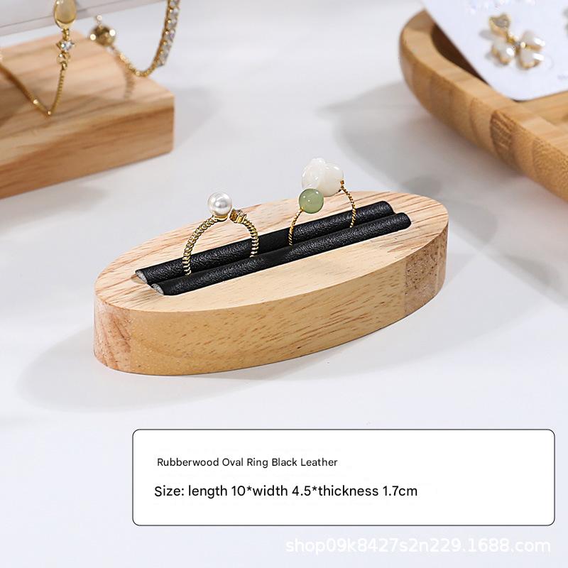 Black leather oval earring ring holder