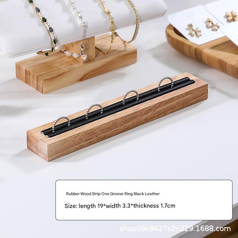 Black leather long one-slot earring ring holder