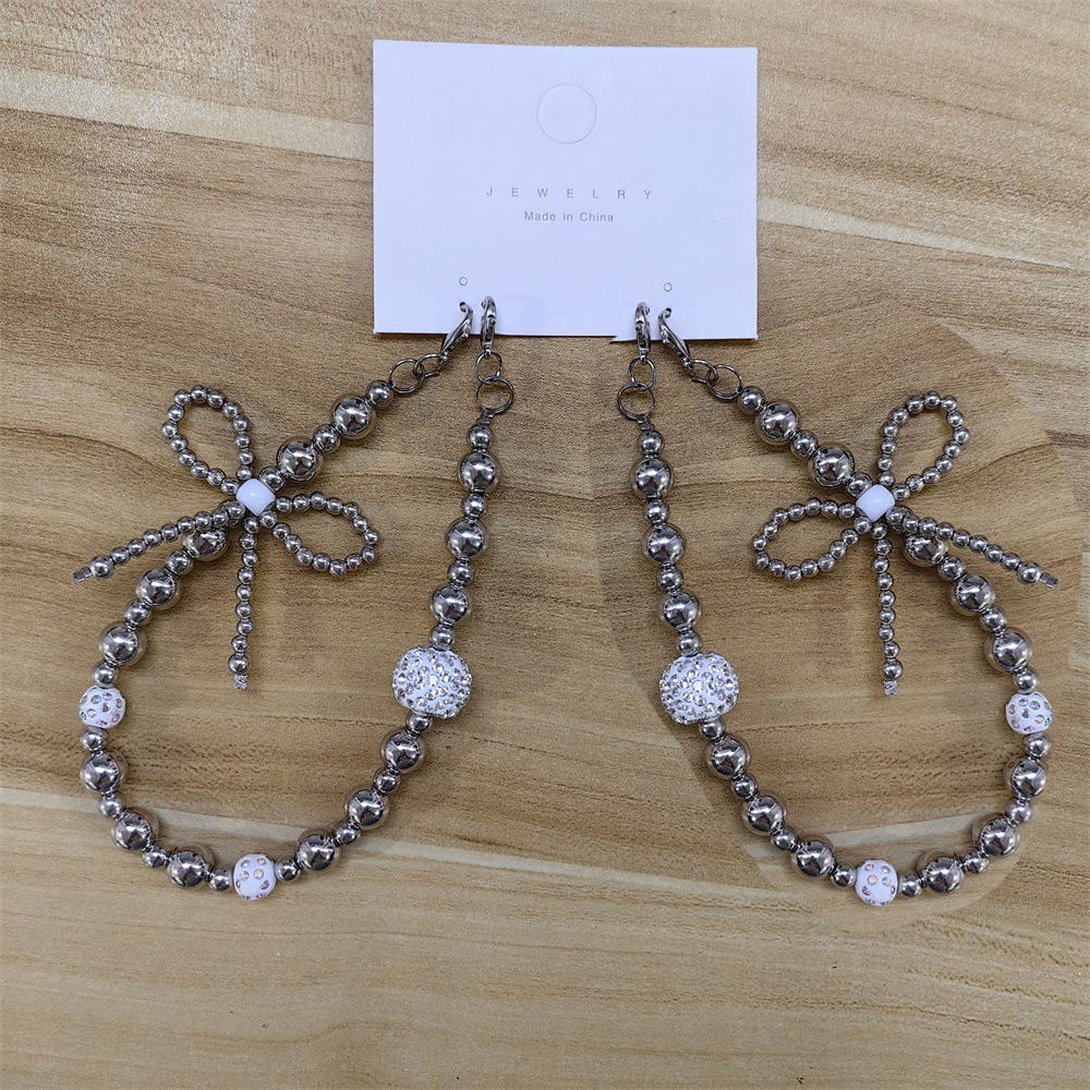 Rhinestone white bead silver chain heel chain (two cards)
