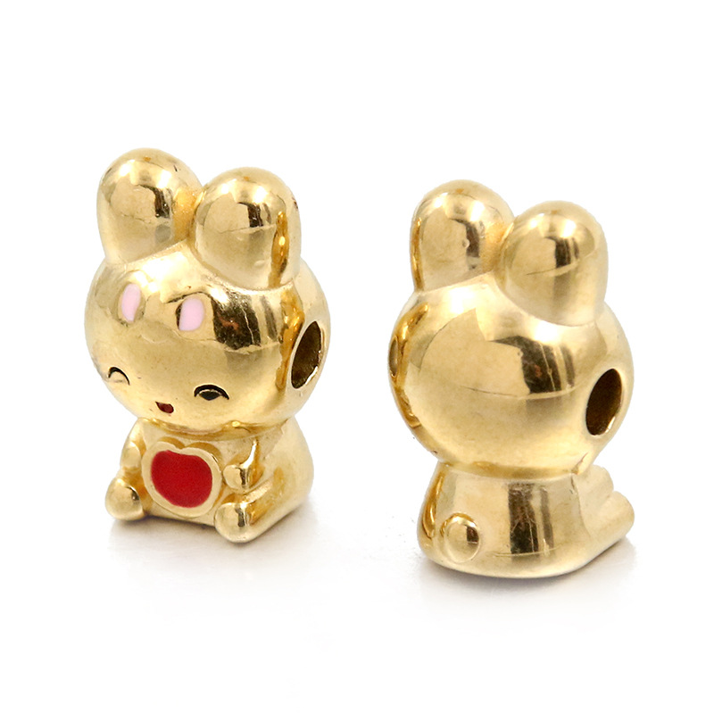 No. 3 Red rabbit bead 10X11X18mm