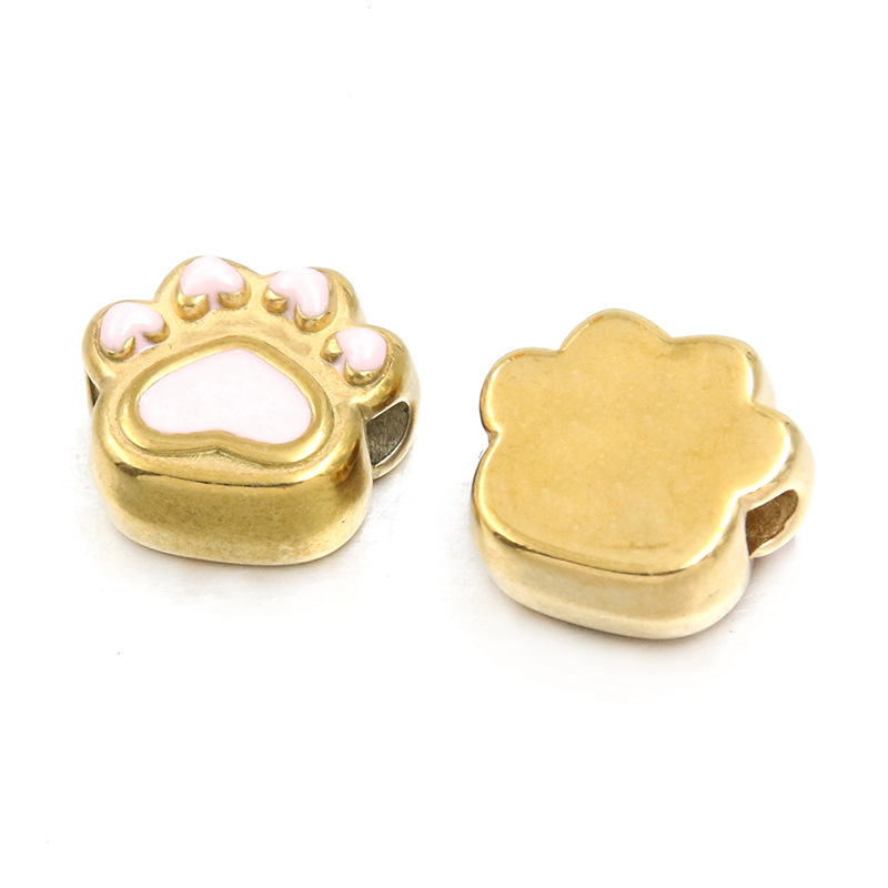 No. 4 Pink cat paw bead 7X15X14mm