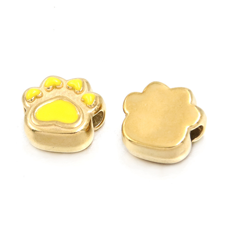 No. 4 Yellow cat paw bead 7X15X14mm