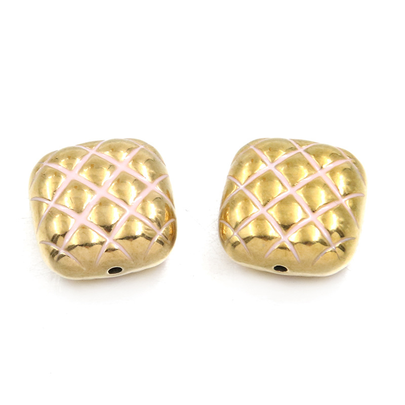 No. 6 Pink grid bead 8X14mm