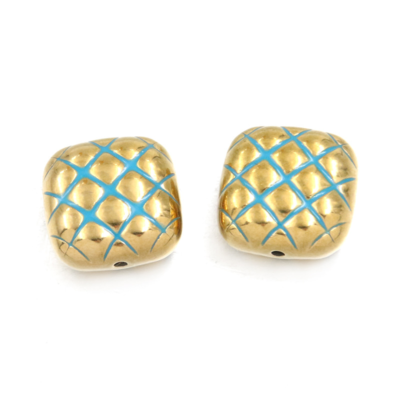 No. 6 Blue grid bead 8X14mm