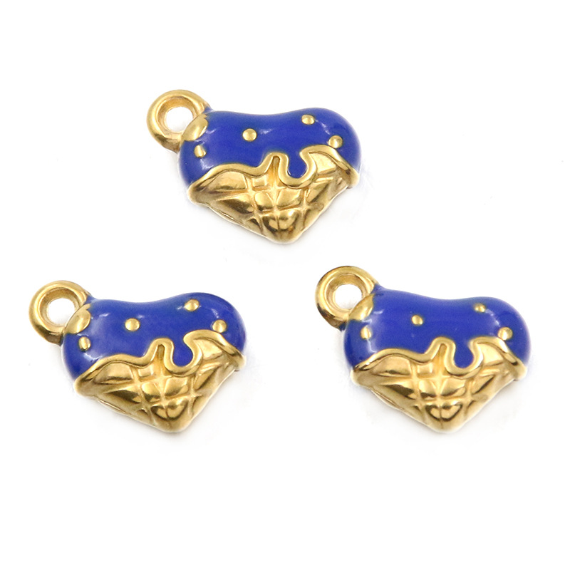 dark blue double-sided heart 13X14mm