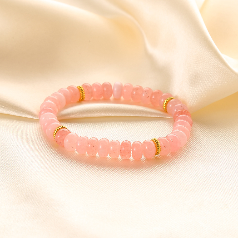 Colored pink jade abacus bead bracelet
