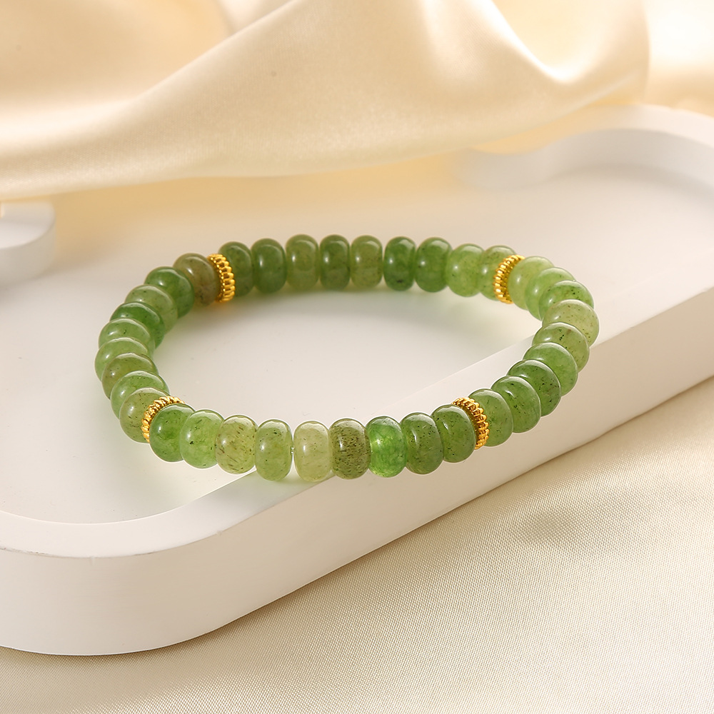 Colored green jade abacus bead bracelet