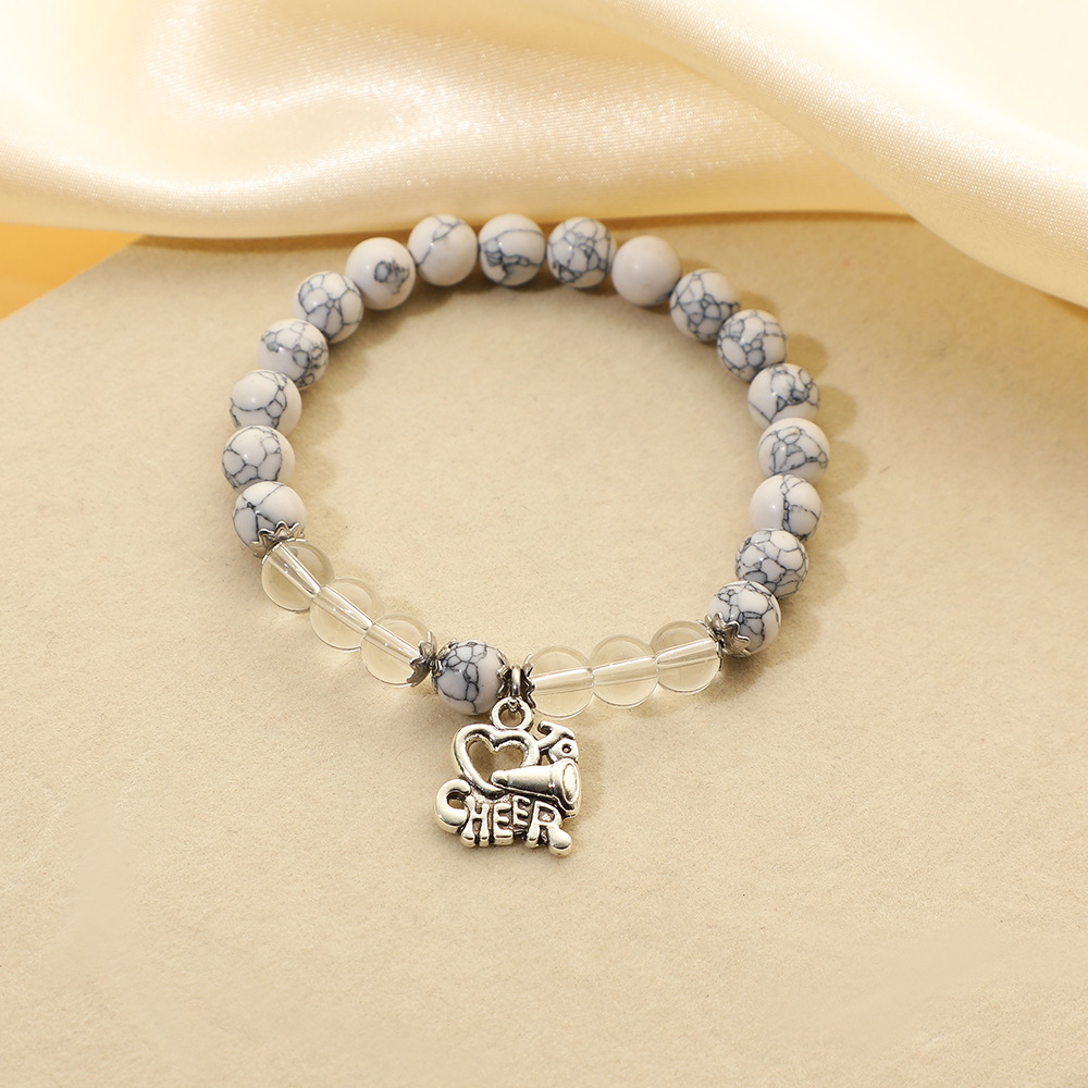 White pine + white crystal (glass) bracelet