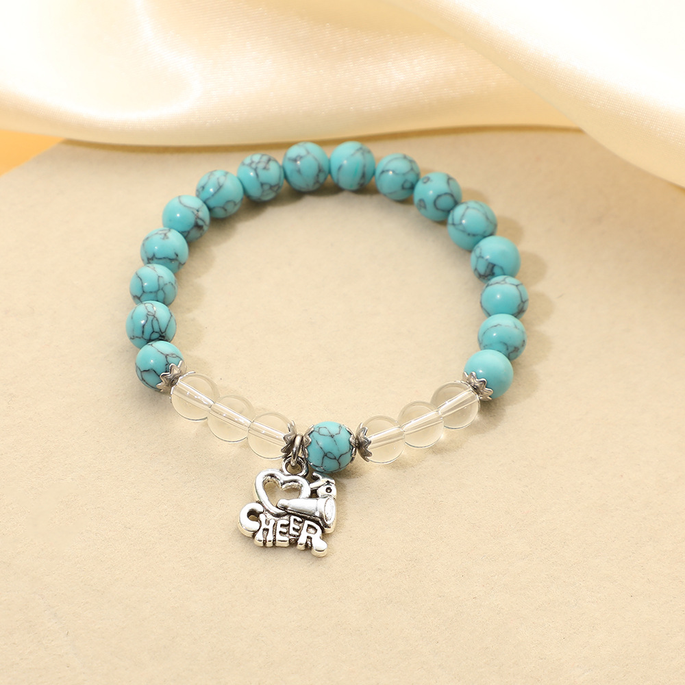 Blue pine + white crystal (glass) bracelet