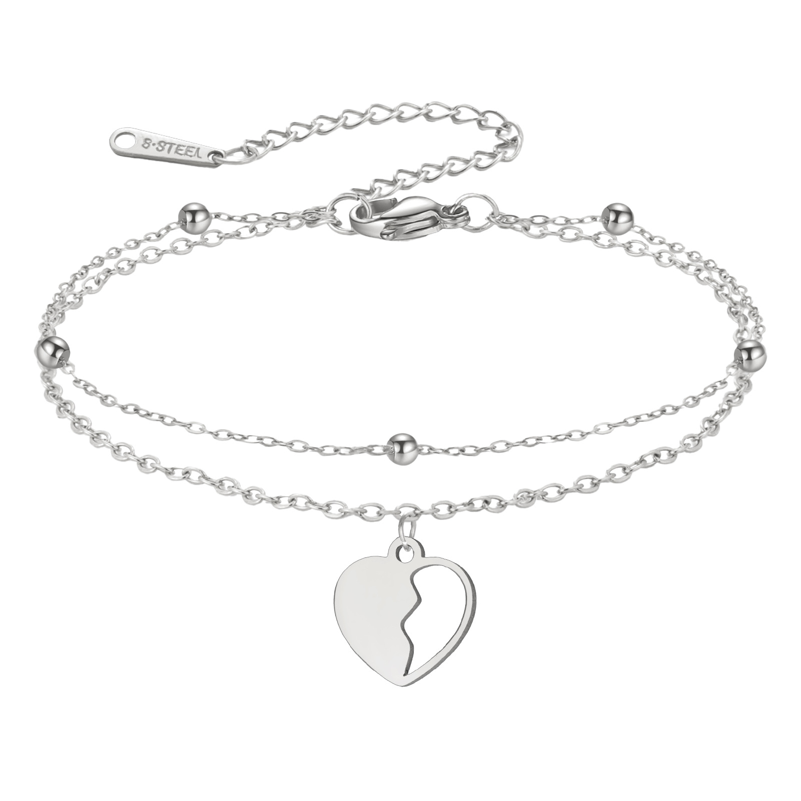 Steel color semi-hollow heart