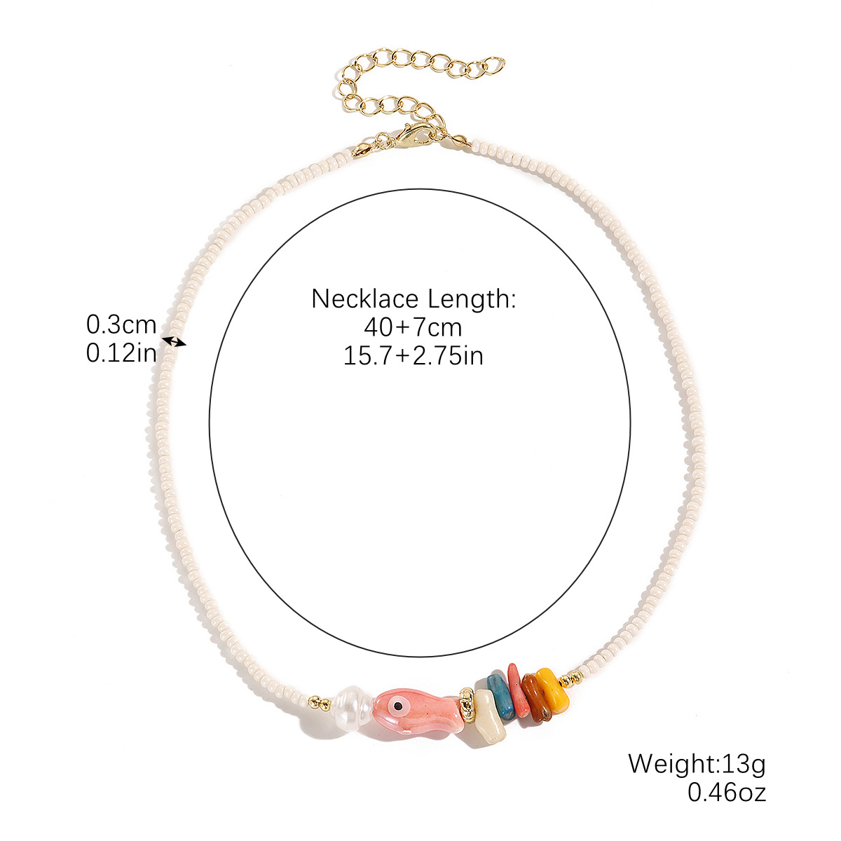 N2409-10 white rice bead fish