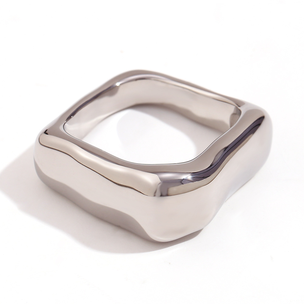 Simple Square Geometric Ring-Steel