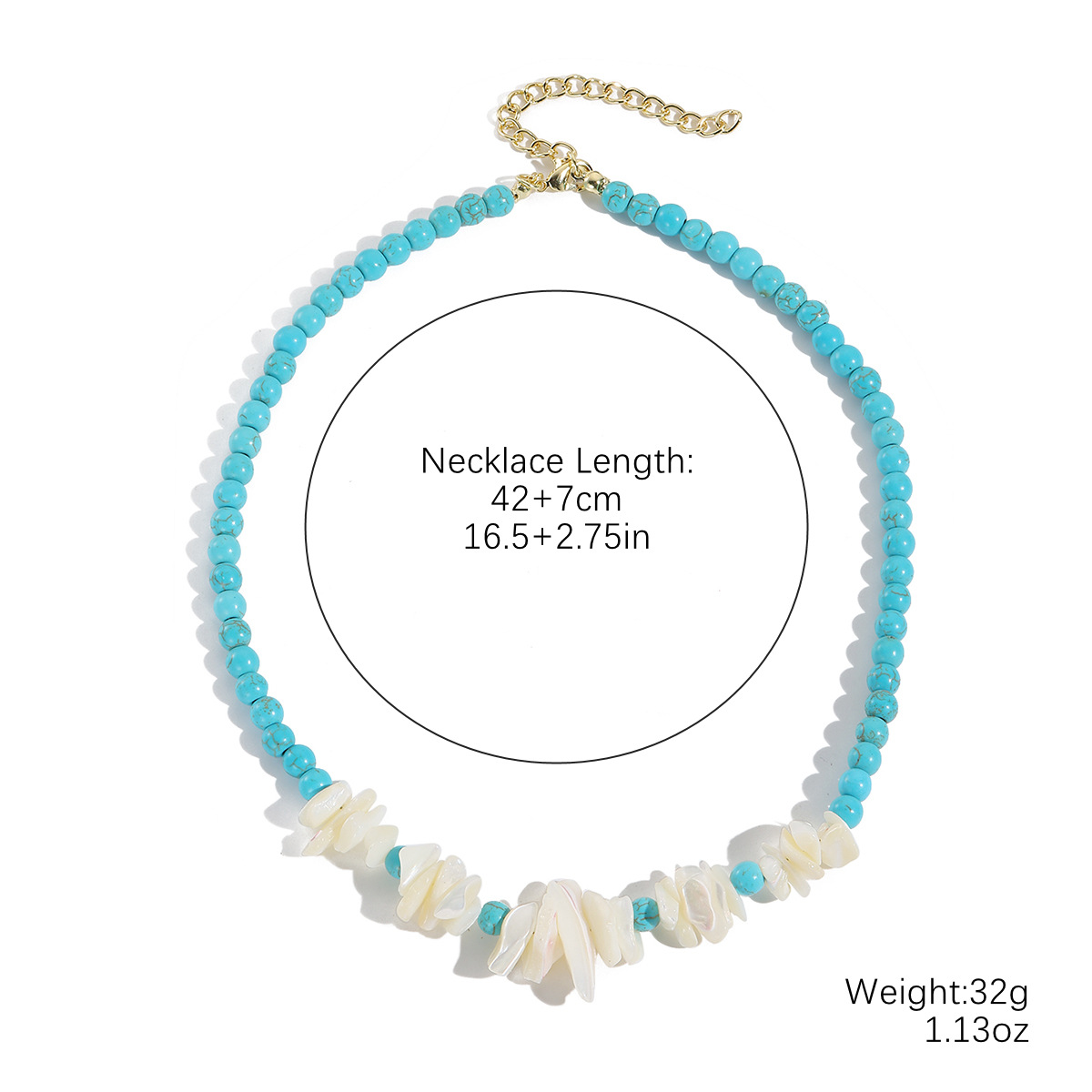 N2501-14 round turquoise shell