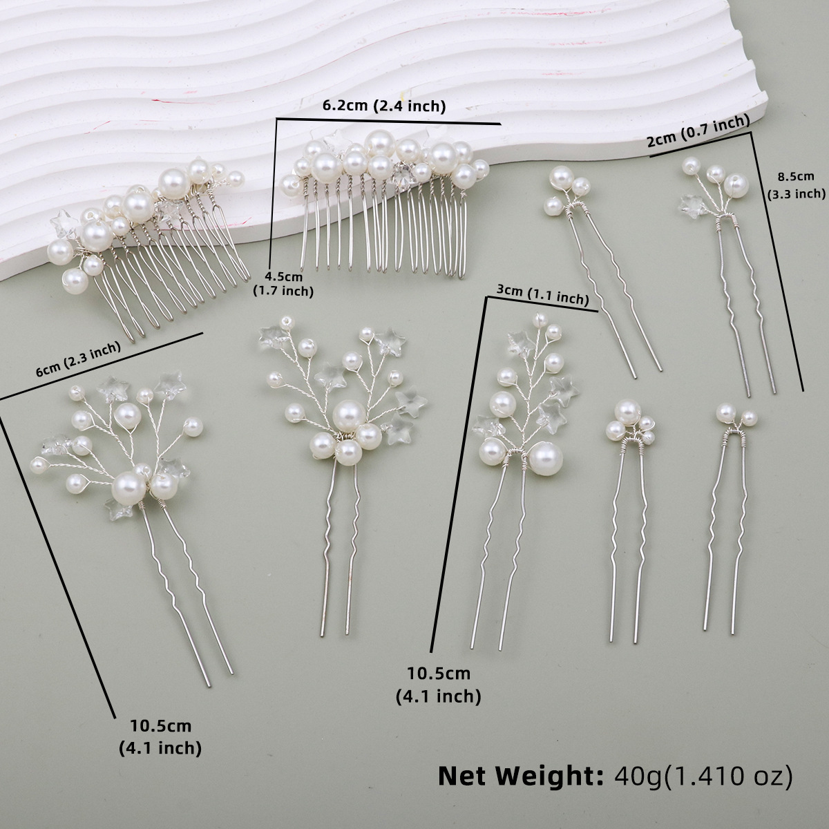 Silver comb nine-piece set
