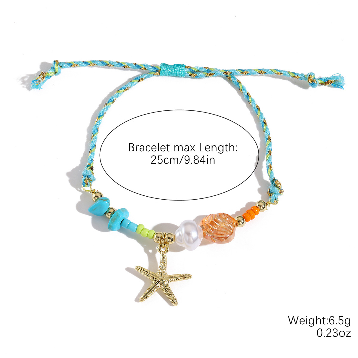 S2504-6 green rope starfish pendant