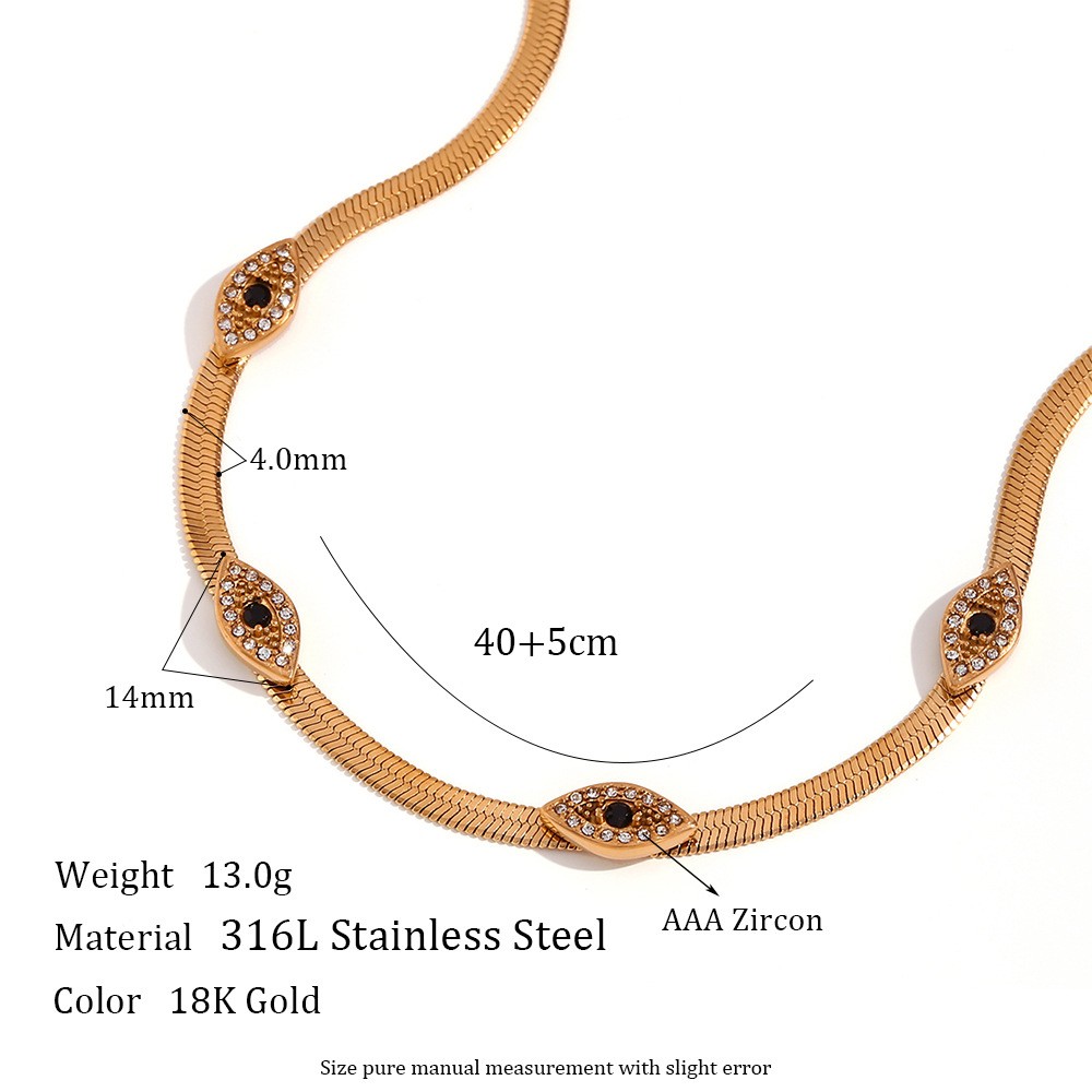 Black-eyed Devil's Eye Blade Chain Chocker- Gold