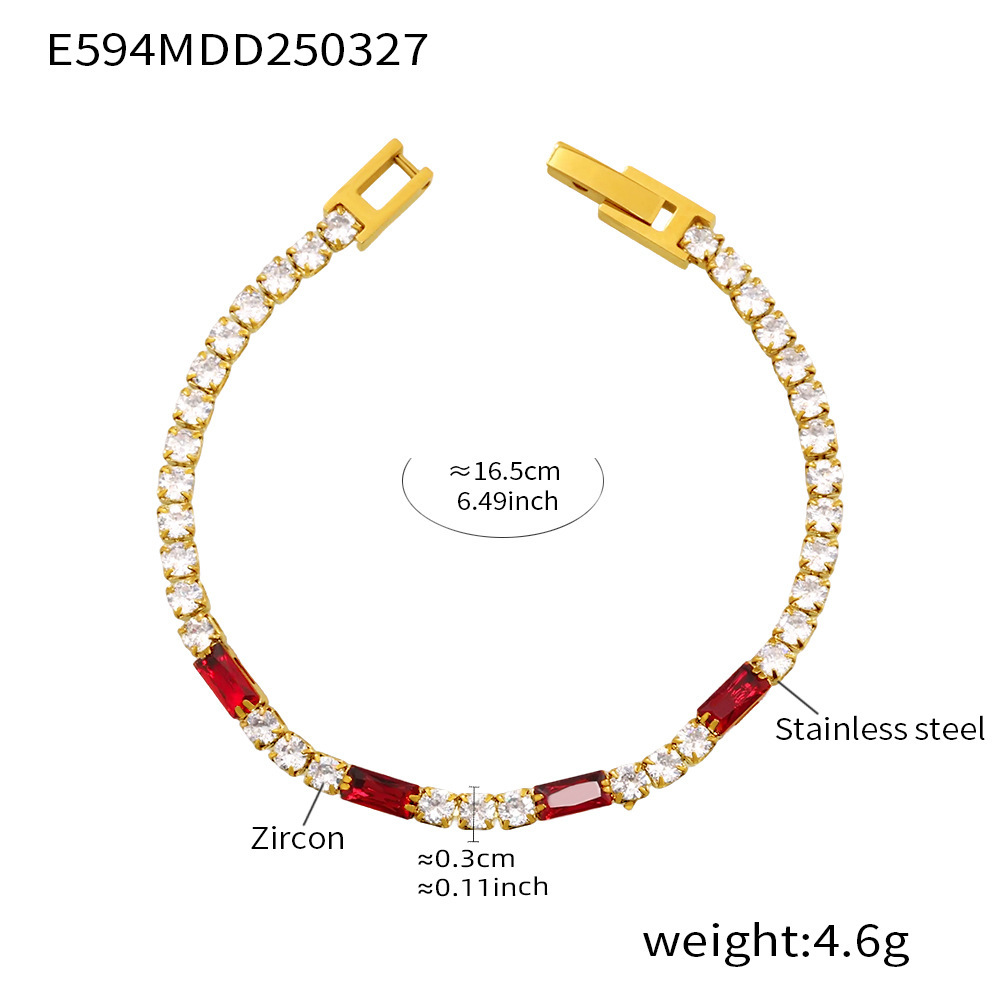 E594-red zircon bracelet 16.5cm