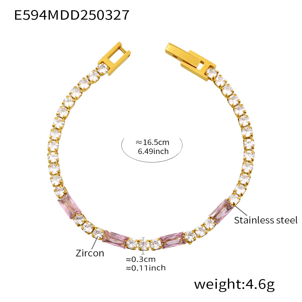 E594-pink zircon bracelet 16.5cm