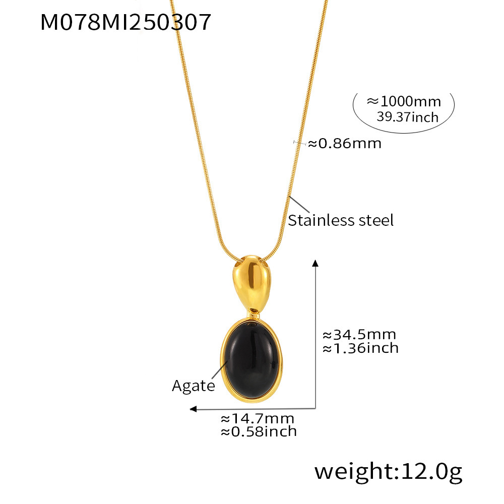 M078-gold black agate sweater chain 100cm