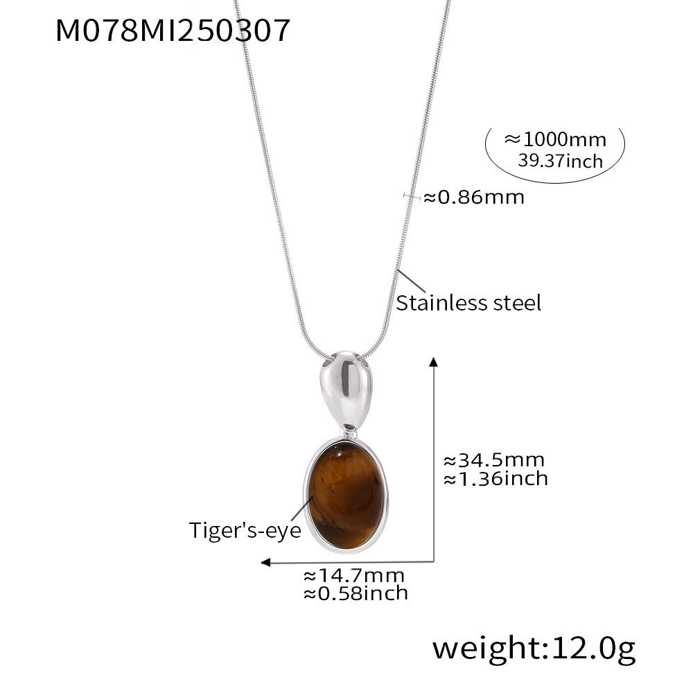 M078-steel tiger eye sweater chain 100cm