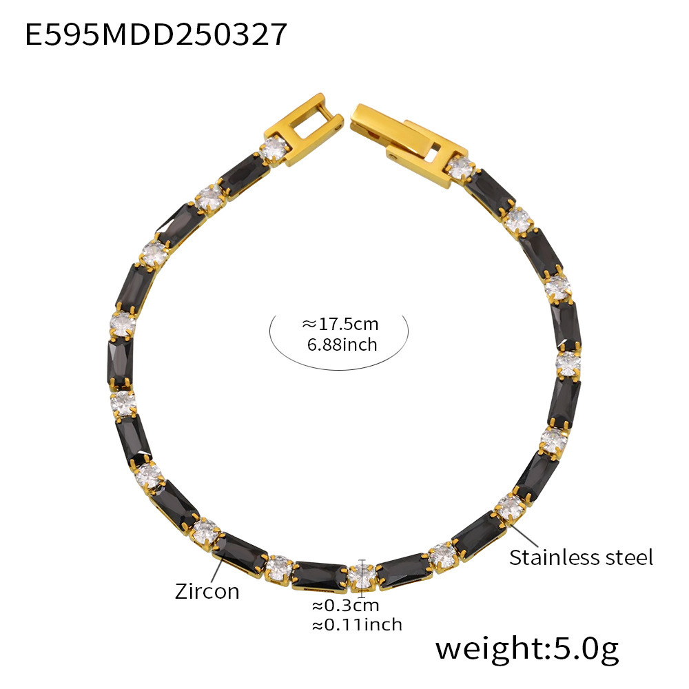 E595-black zircon bracelet 17.5cm