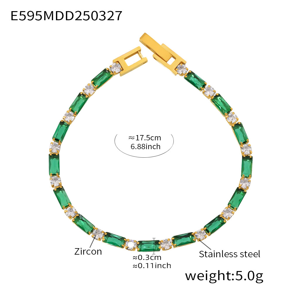 E595-green zircon bracelet 17.5cm