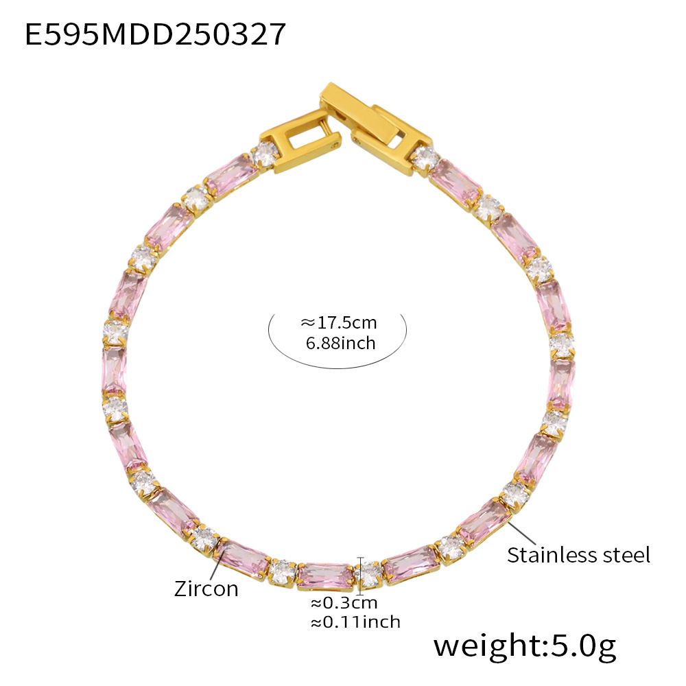 E595-pink zircon bracelet 17.5cm