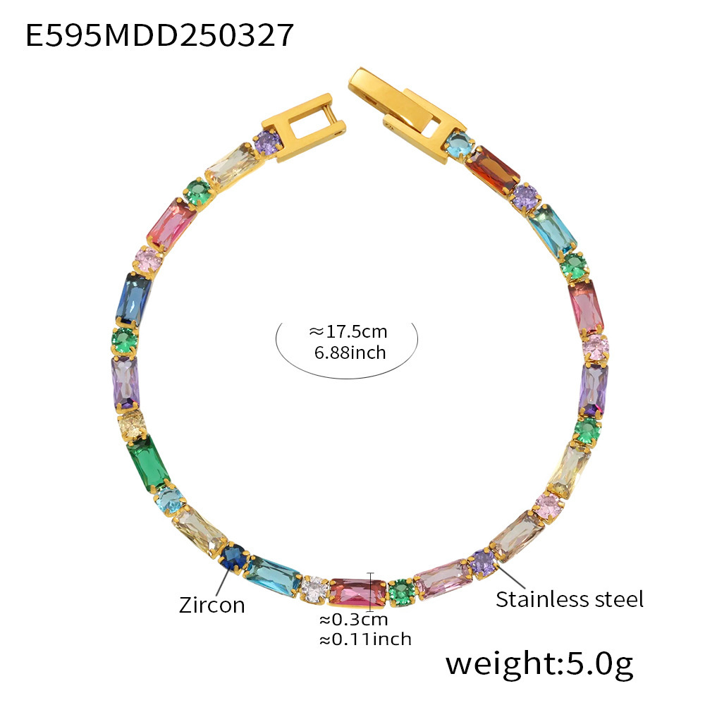 E595-mixed color zircon bracelet 17.5cm